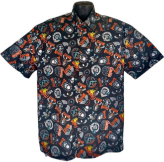 Skull and Motorcycle Hawaiian shirt-Made in USA- 100% Cotton